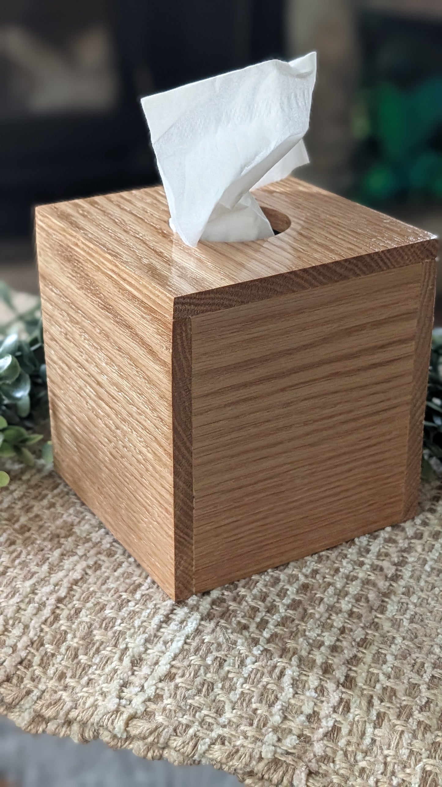 Red Oak Cube Tissue Box Cover