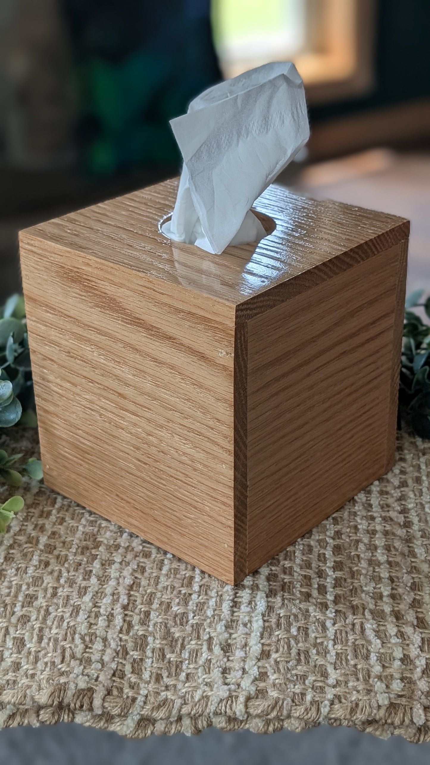 Red Oak Cube Tissue Box Cover